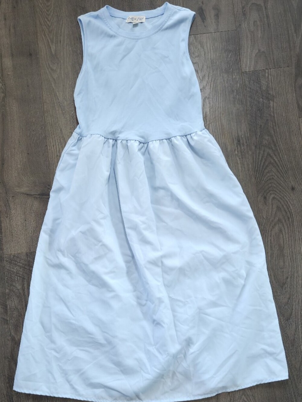 She + Sky Light Blue Gathered Waist A-Line Skirt